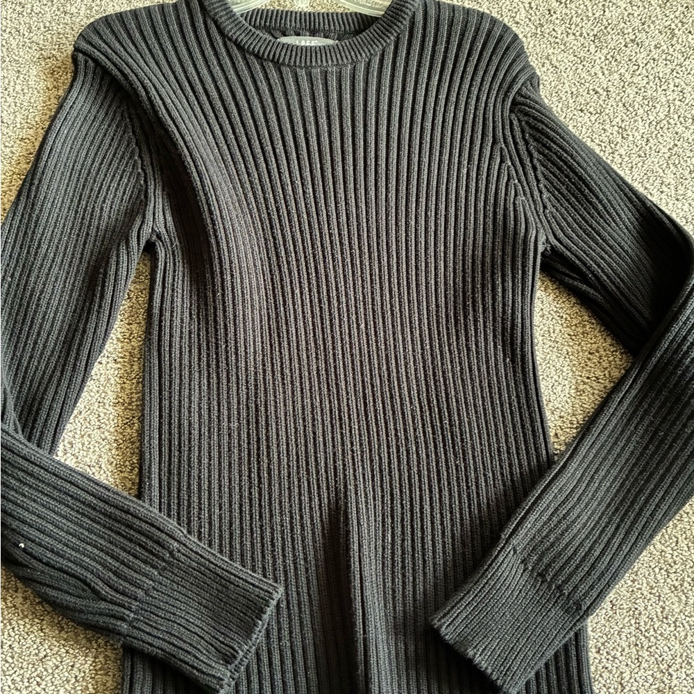 H&M Black Ribbed Crew Neck Sweater